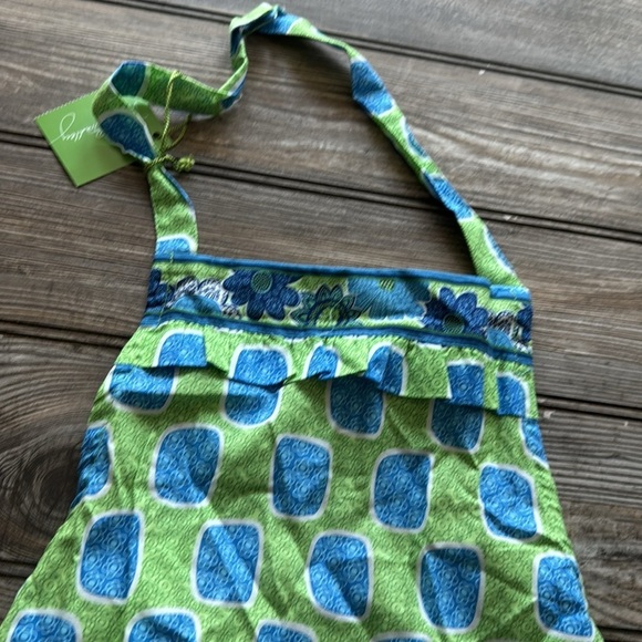 Vera Bradley apron kids doodle daisy Green Blue NEW cooking baking play - Picture 2 of 3